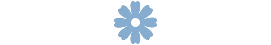 Light blue flower silhouette on a white background.